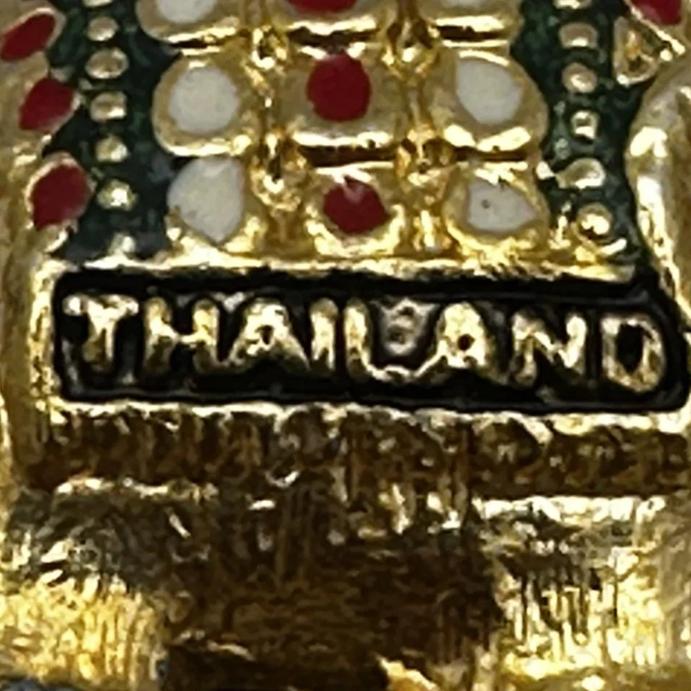 Elephant Keychain  Lot of 5 Enamel Gold Tone  Silver 2 hinged Thailand Bangkok